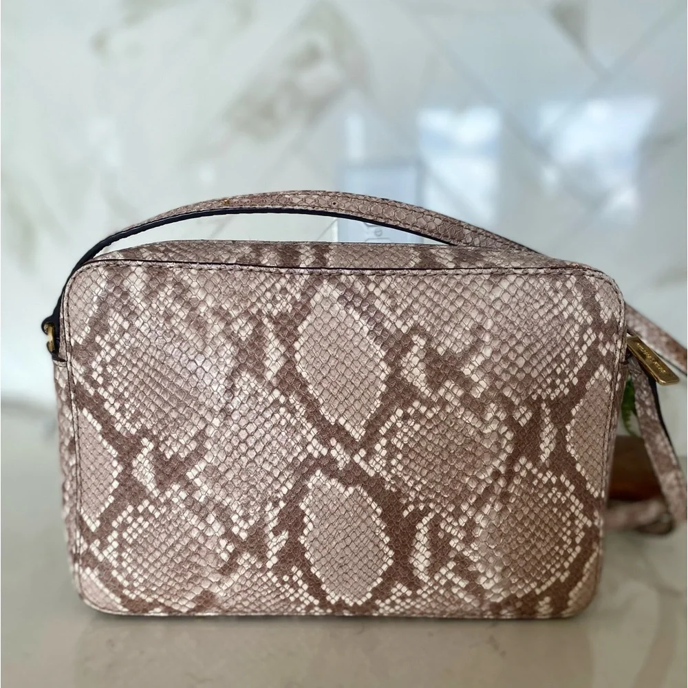 Michael Kors East West Jet Set Snake Python Embossed Crossbody Bag Purse